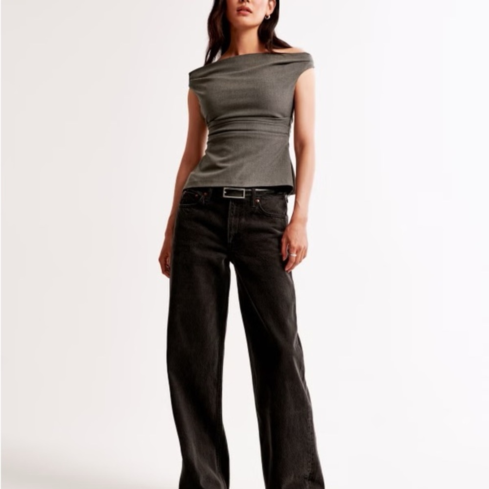 Abercrombie & Fitch Charcoal Wide Leg Jeans
